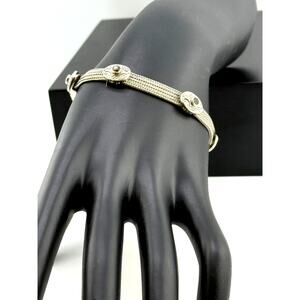 Vintage Signed Anatoli Sterling Silver Citrine 4 Strand Bracelet